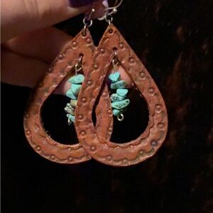 Bohemian Teardrop Earrings with Turquoise Accents